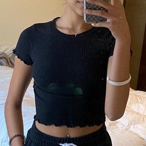 Forever 21 Black Ribbed Shirt